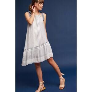 Maeve x Anthro Yarn-Dyed Miller Dress S A-Line Striped Sleeveless Shoulder Tie